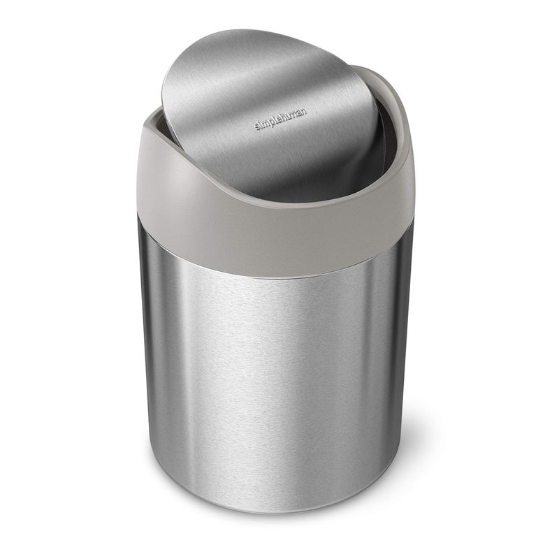 simplehuman, Brushed Stainless Steel 1.5 Liter / 0.4 Gallon Mini Countertop Trash Can - Image 1